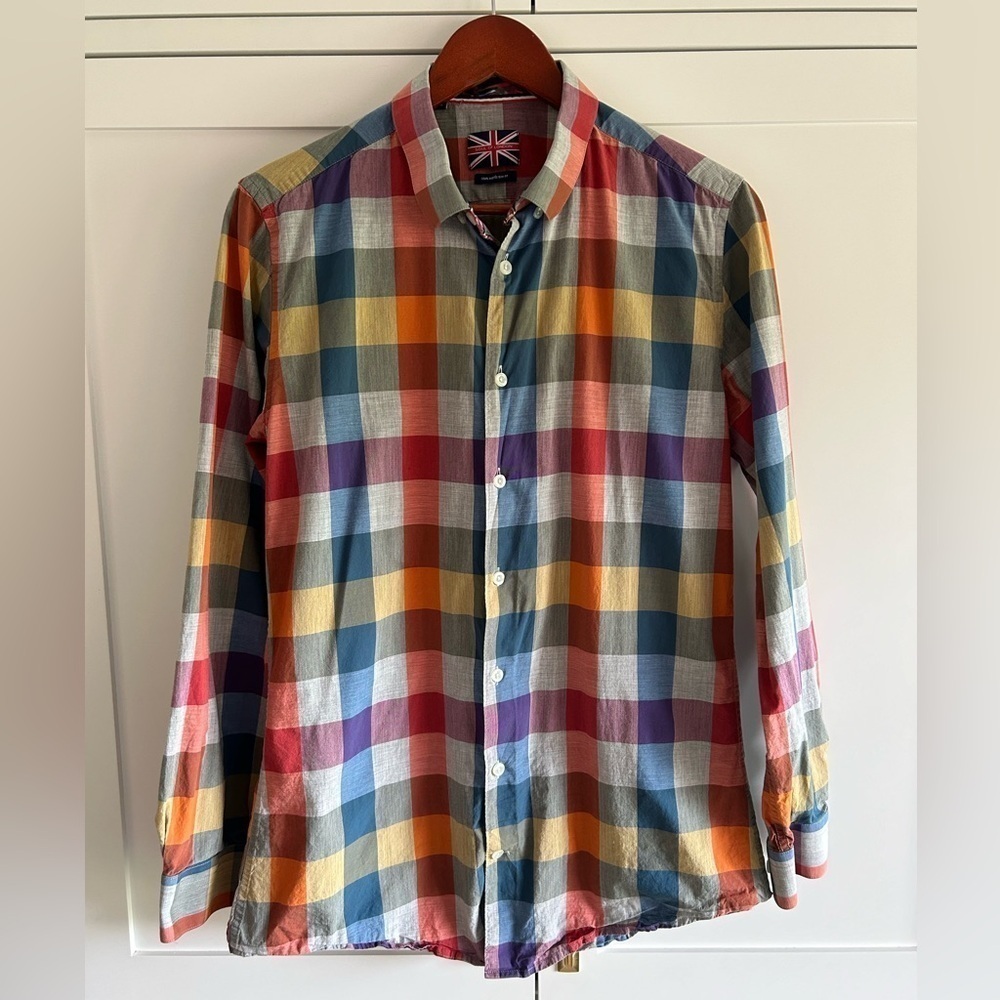 Soul of London Checkered Plaid Shirt Slim Fit Boys Size 16 Men (approx) XS